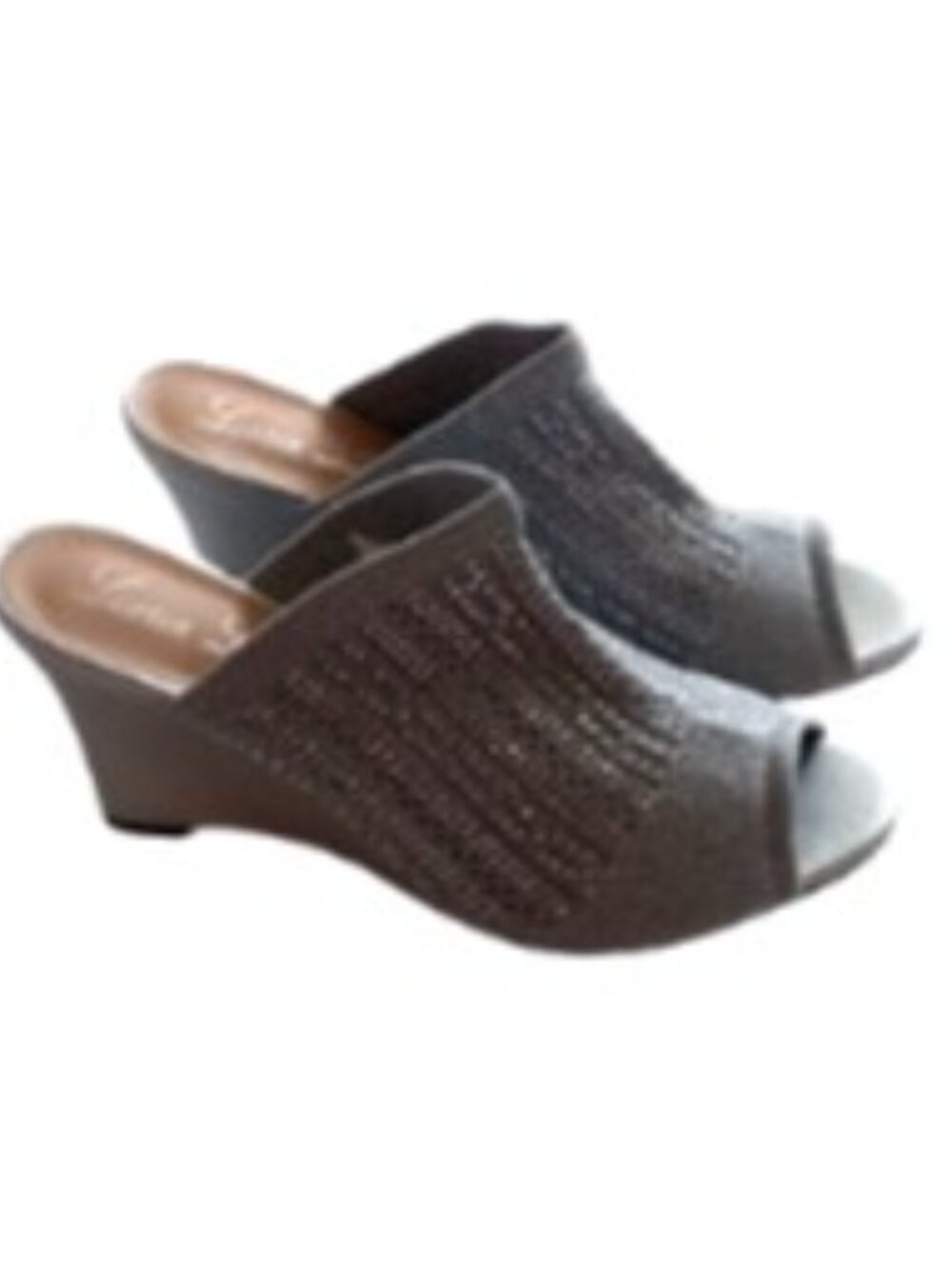 Lauren Lorraine Womens Martha Wedges Silver Metallic Beaded Knit  11 New